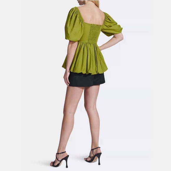 NWT Toccin Front-Tie Bubble Hem Poplin Blouse in Cactus Green MSRP$265 - Picture 16 of 16